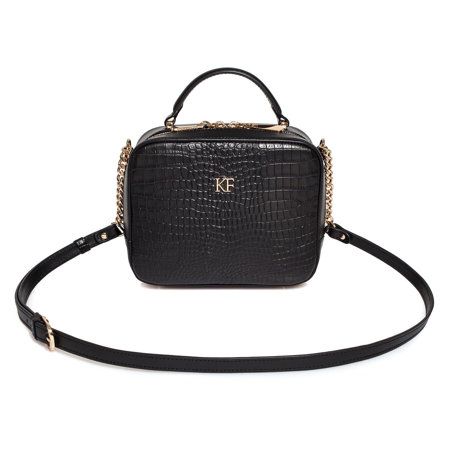 Leather Cross body Bag, Black Leather Shoulder Bag, Women's Leather Crossbody Bag, Leather bag KF-3920 - Image 2