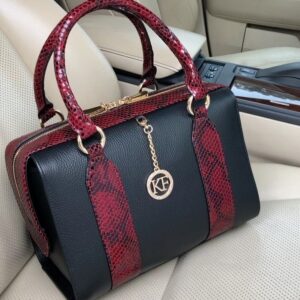 Leather Top Handle Bag, Black Leather Handbag Top Handle, Women's Leather Bag KF-3939