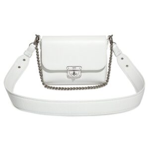 Leather Crossbody Bag, White Leather Shoulder Bag, Women's Leather Cross body Bag, Leather bag KF-3911