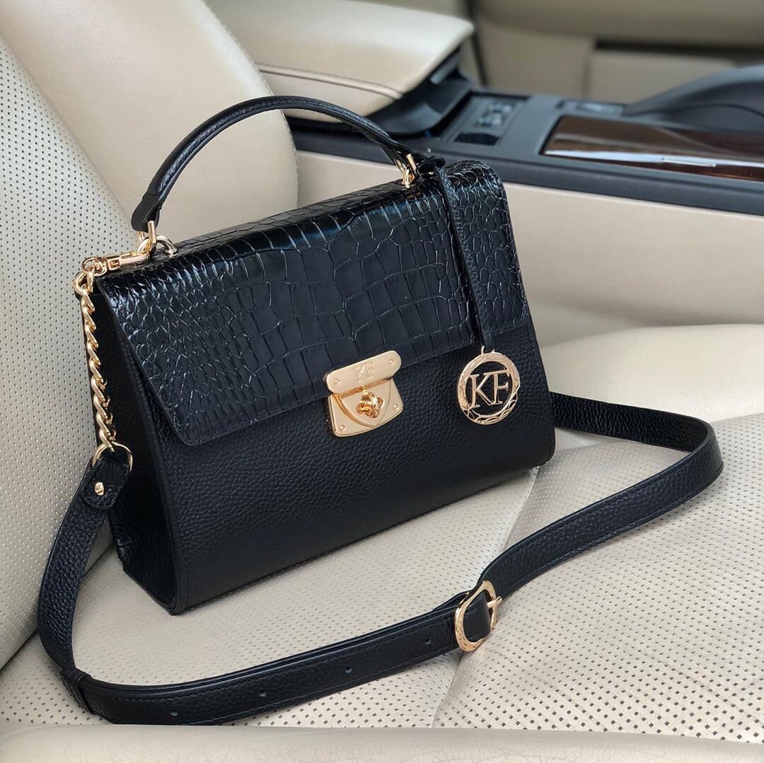 Leather Cross body Bag, Black Leather Shoulder Bag, Women's Leather Crossbody Bag, Leather bag KF-3964
