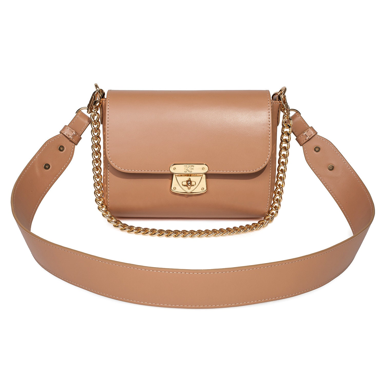 Leather Cross body Bag, Beige Leather Shoulder Bag, Women's Leather Crossbody Bag, Leather bag KF-3870 - Image 2