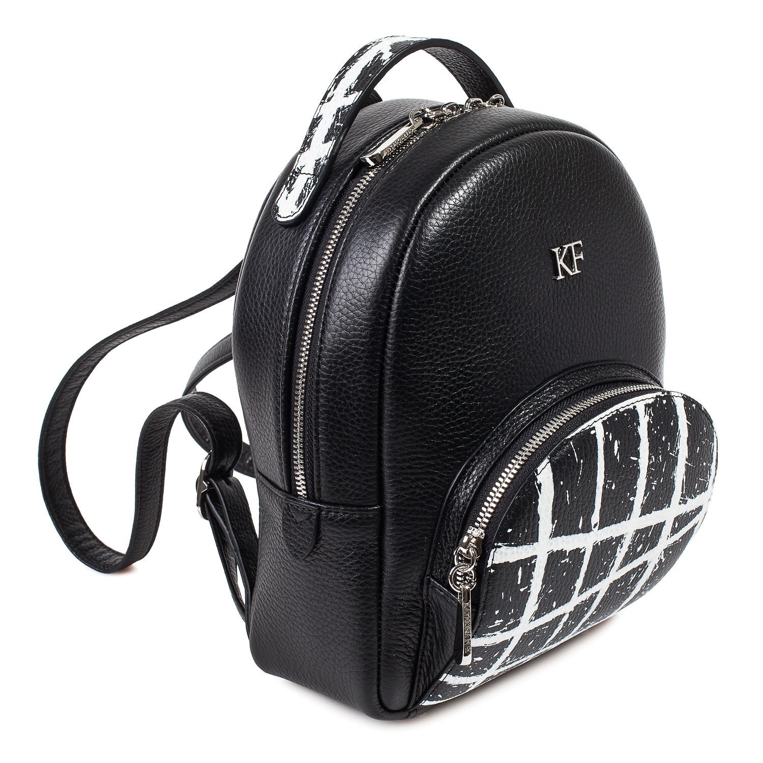 Leather Backpack, Leather Backpack Women, Black Leather Backpack KF-3896 - Image 2