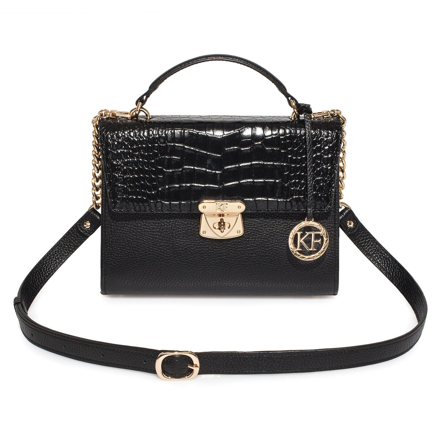 Leather Cross body Bag, Black Leather Shoulder Bag, Women's Leather Crossbody Bag, Leather bag KF-3964 - Image 2