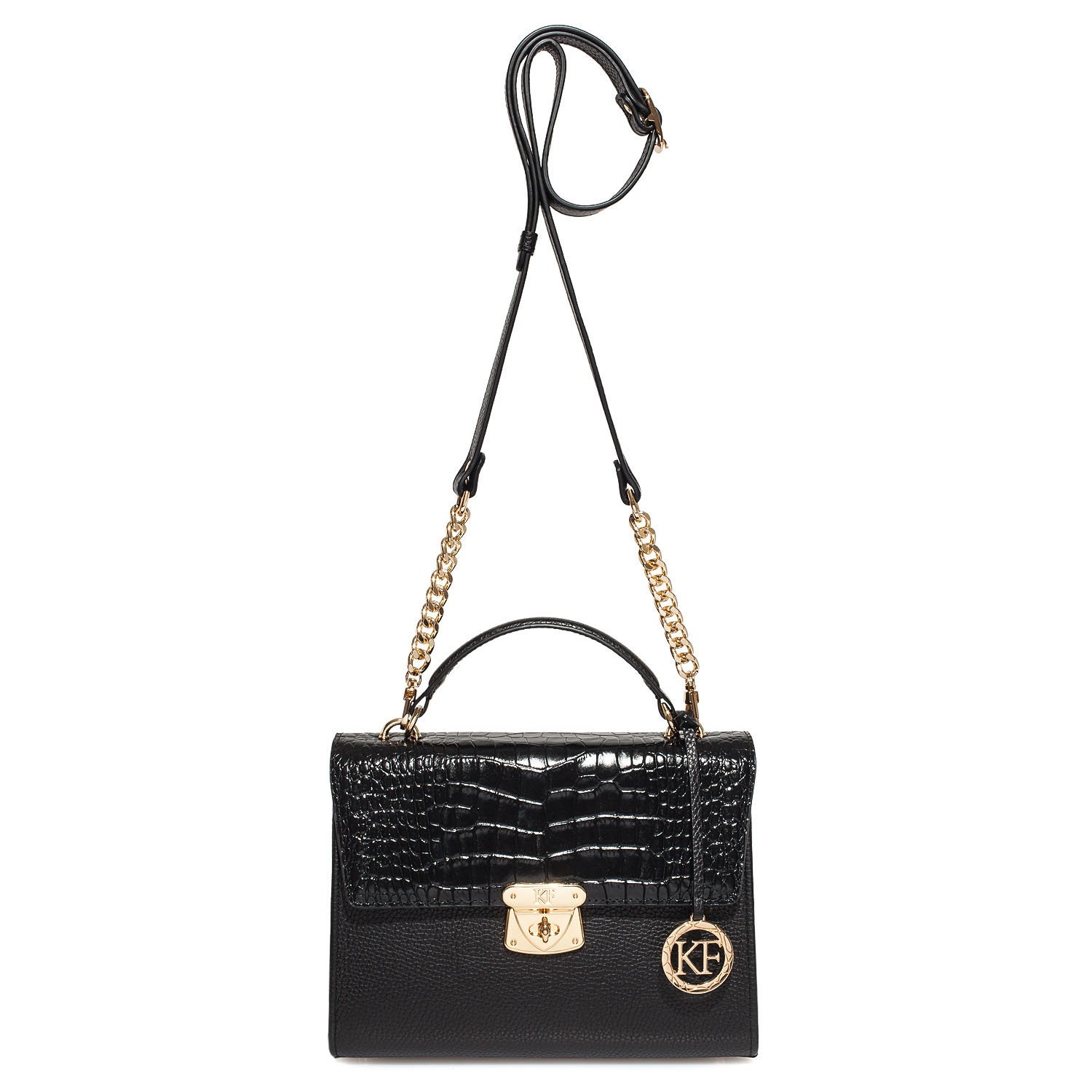 Leather Cross body Bag, Black Leather Shoulder Bag, Women's Leather Crossbody Bag, Leather bag KF-3964 - Image 4