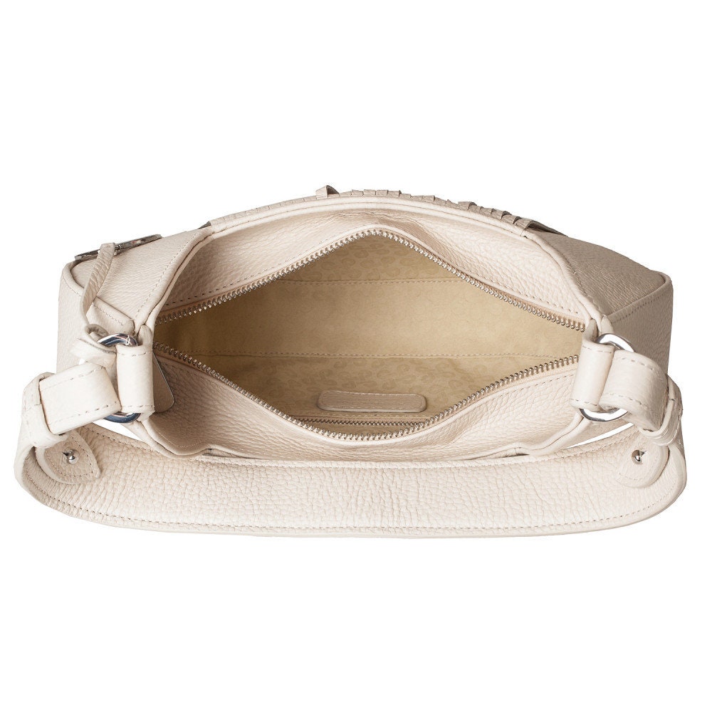 Leather Shoulder Bag, Light beige Leather Shoulder Bag, Leather bag KF-4096 - Image 5