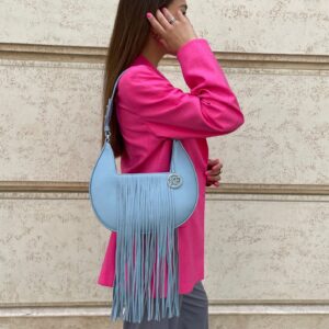 Leather Shoulder Bag, Blue Leather Shoulder Bag, Leather bag KF-4312