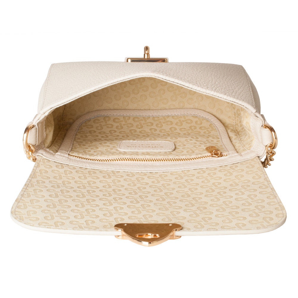 Leather Crossbody Bag, Light beige Leather Shoulder Bag, Women's Leather Cross body Bag, Leather bag KF-3958 - Image 5