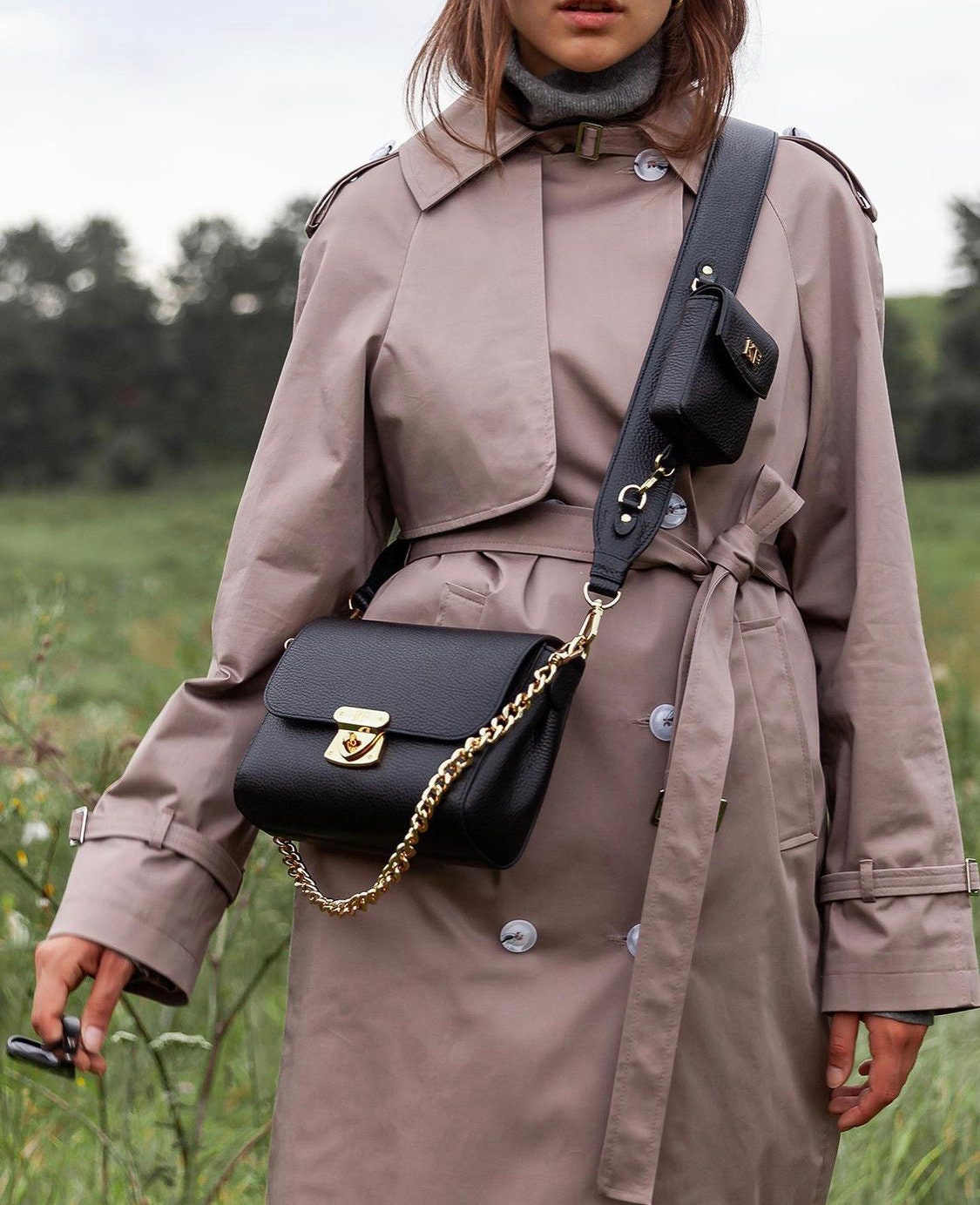 Leather Cross body Bag, Beige Leather Shoulder Bag, Women's Leather Crossbody Bag, Leather bag KF-4007 - Image 6