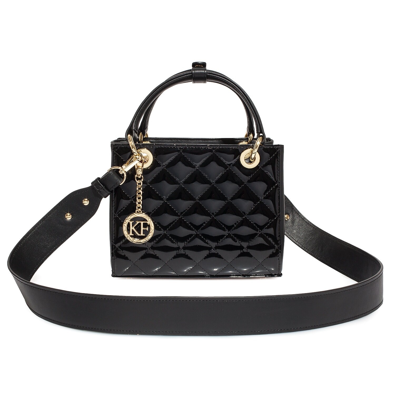 Patent Leather Top Handle Bag, Green Leather Handbag Top Handle, Women's Leather Bag KF-4169