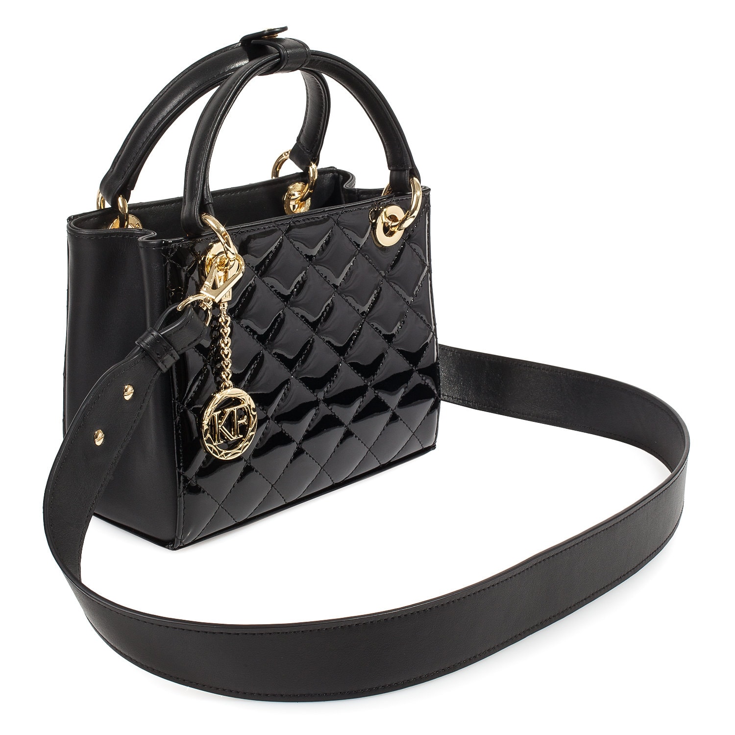 Patent Leather Top Handle Bag, Green Leather Handbag Top Handle, Women's Leather Bag KF-4169 - Image 2