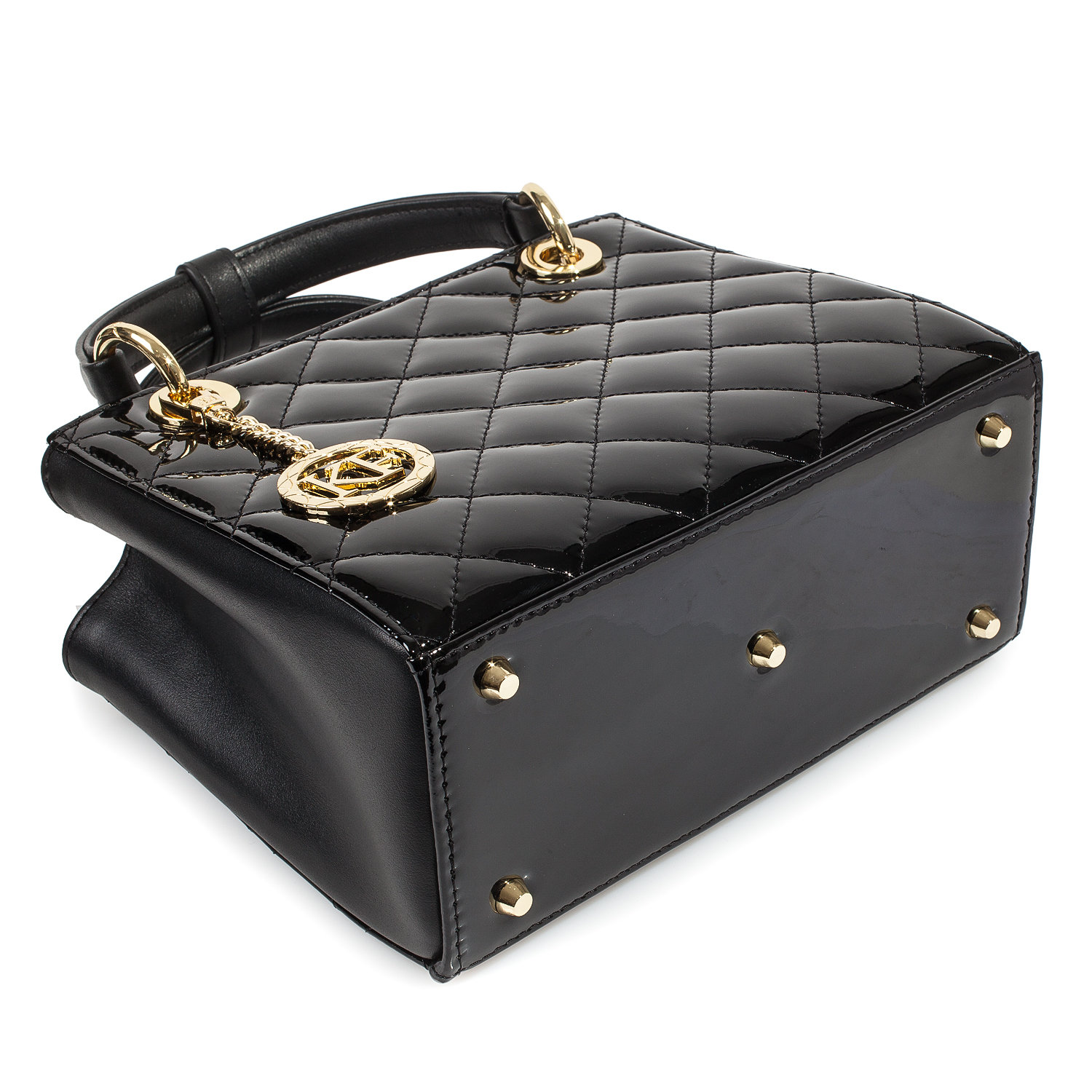 Patent Leather Top Handle Bag, Green Leather Handbag Top Handle, Women's Leather Bag KF-4169 - Image 4
