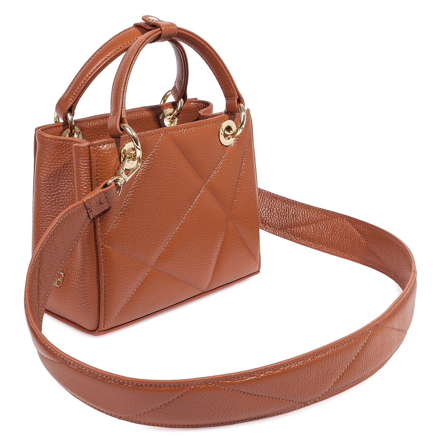 Leather Top Handle Bag, Ginger Leather Handbag Top Handle, Women's Leather Bag KF-4480 - Image 4