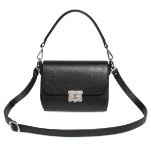 Leather Top Handle Bag, Leather Crossbody Bag, Black Leather Shoulder Bag, Women's Leather Cross body Bag, Leather bag KF-4422