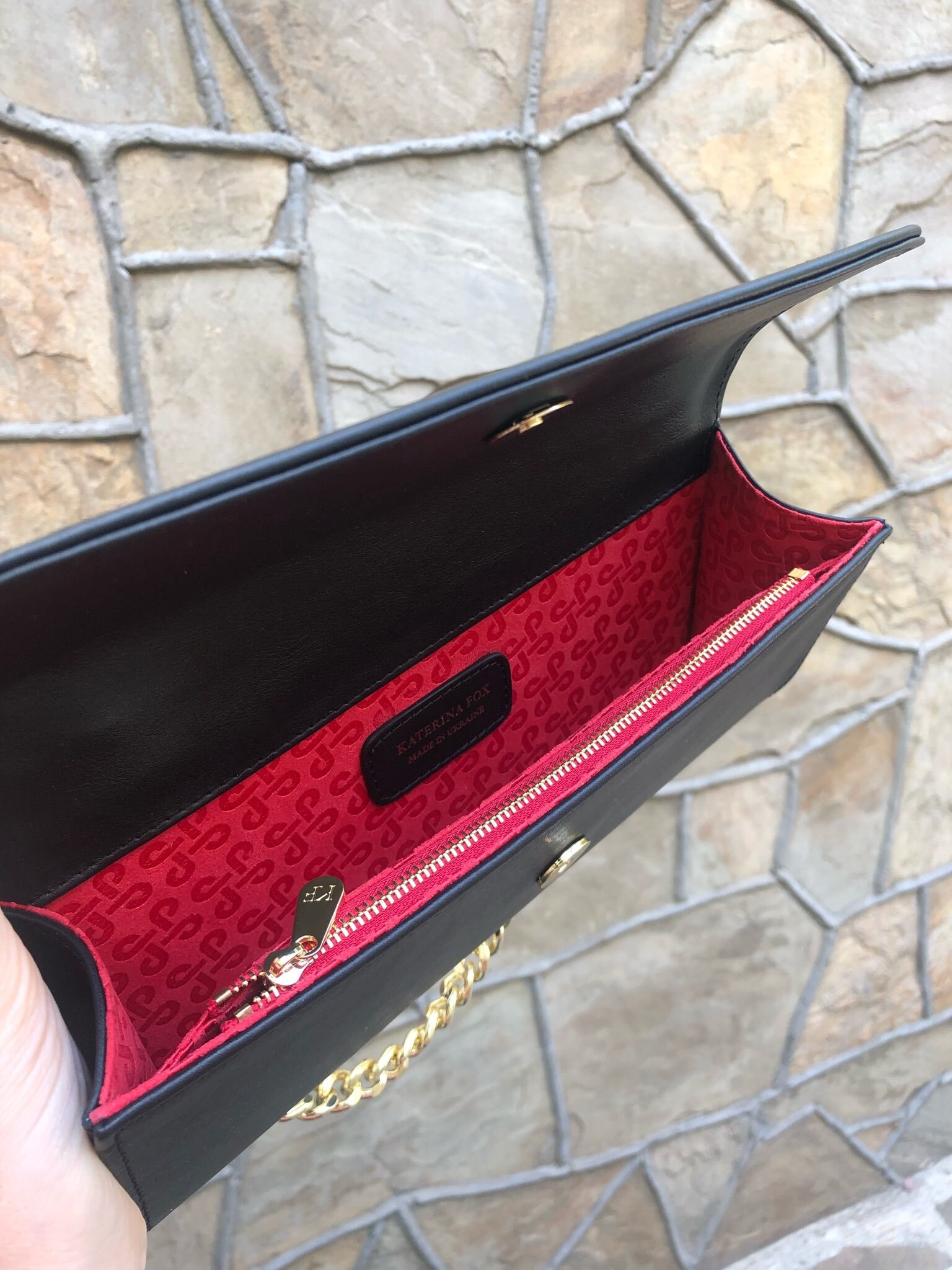 Black Leather Shoulder Bag, Leather Clutch, Leather bag KF-4516 - Image 4