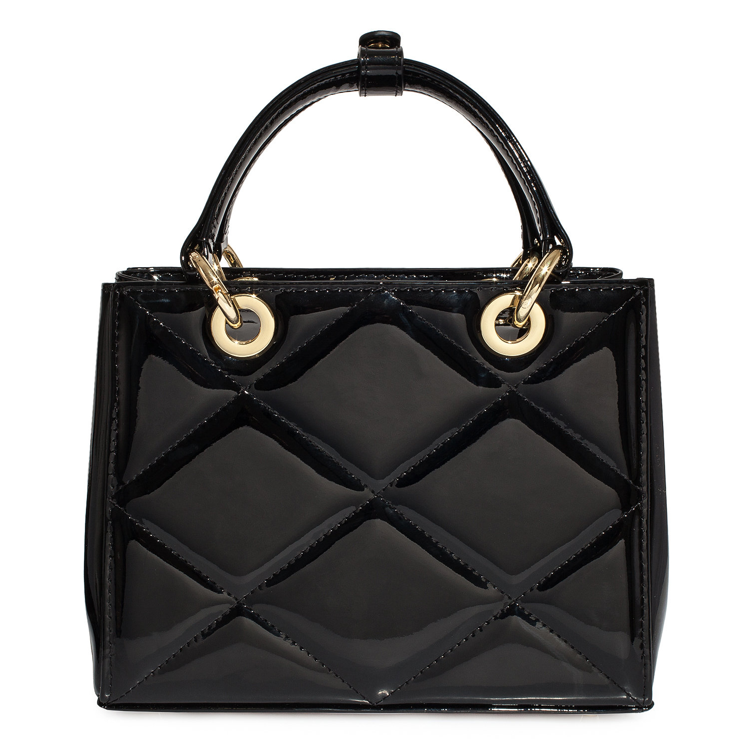 Leather Top Handle Bag, Black Patent Leather Handbag Top Handle, Women's Leather Bag KF-4486 - Image 5