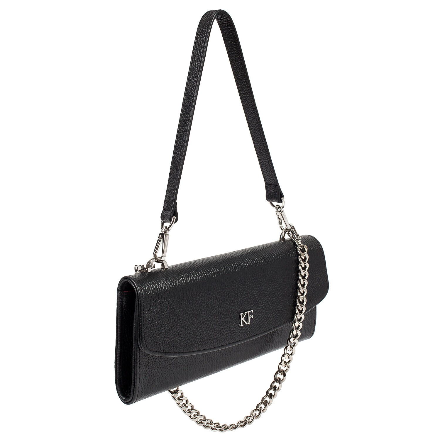 Black Leather Shoulder Bag, Leather Clutch, Leather bag KF-4514 - Image 2