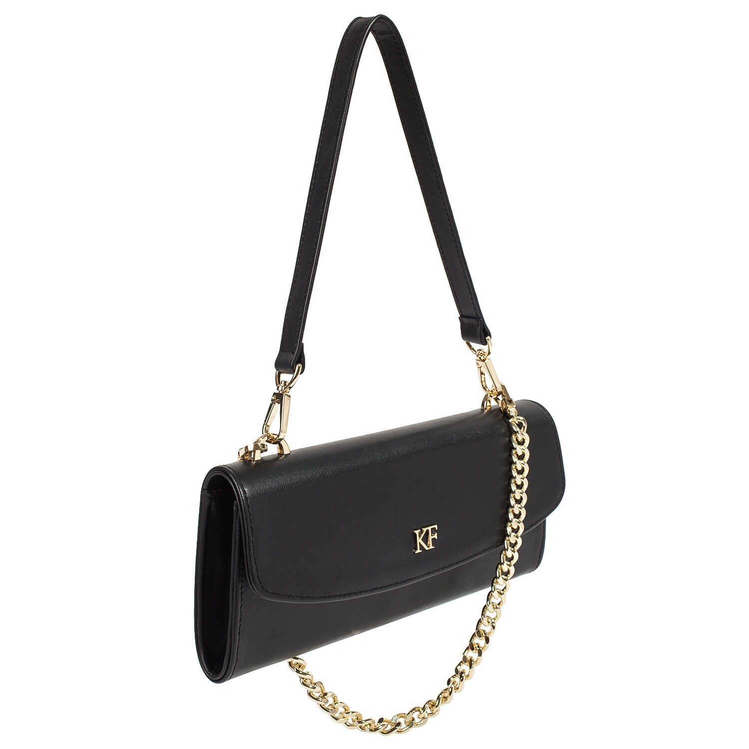 Black Leather Shoulder Bag, Leather Clutch, Leather bag KF-4516 - Image 3