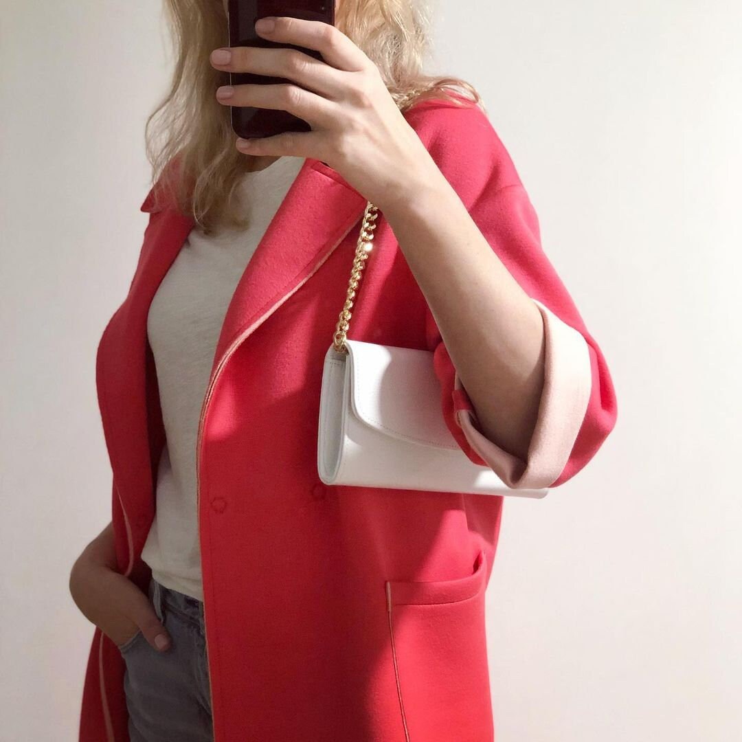Leather Clutch, Leather Clutch Bag Purse, White Leather Clutch KF-4343 - Image 6