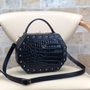 Leather Boxbag, Black Leather Box Bag, Women's Leather Boxbag, Leather bag KF-1763