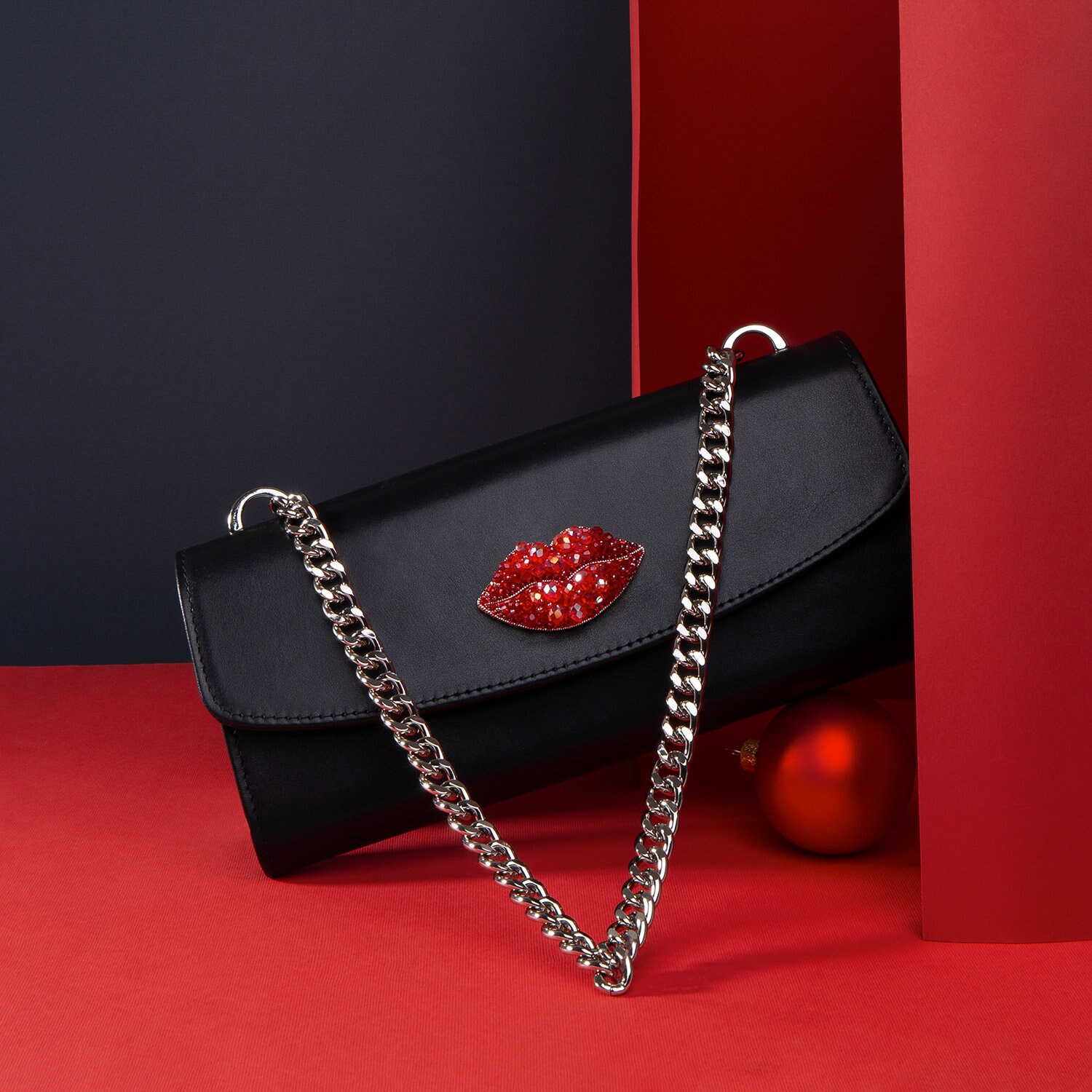 Leather Clutch, Leather Clutch Bag Purse, Black Leather Clutch KF-4831