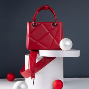 Leather Top Handle Bag, Red Leather Handbag Top Handle, Women's Leather Bag KF-4827