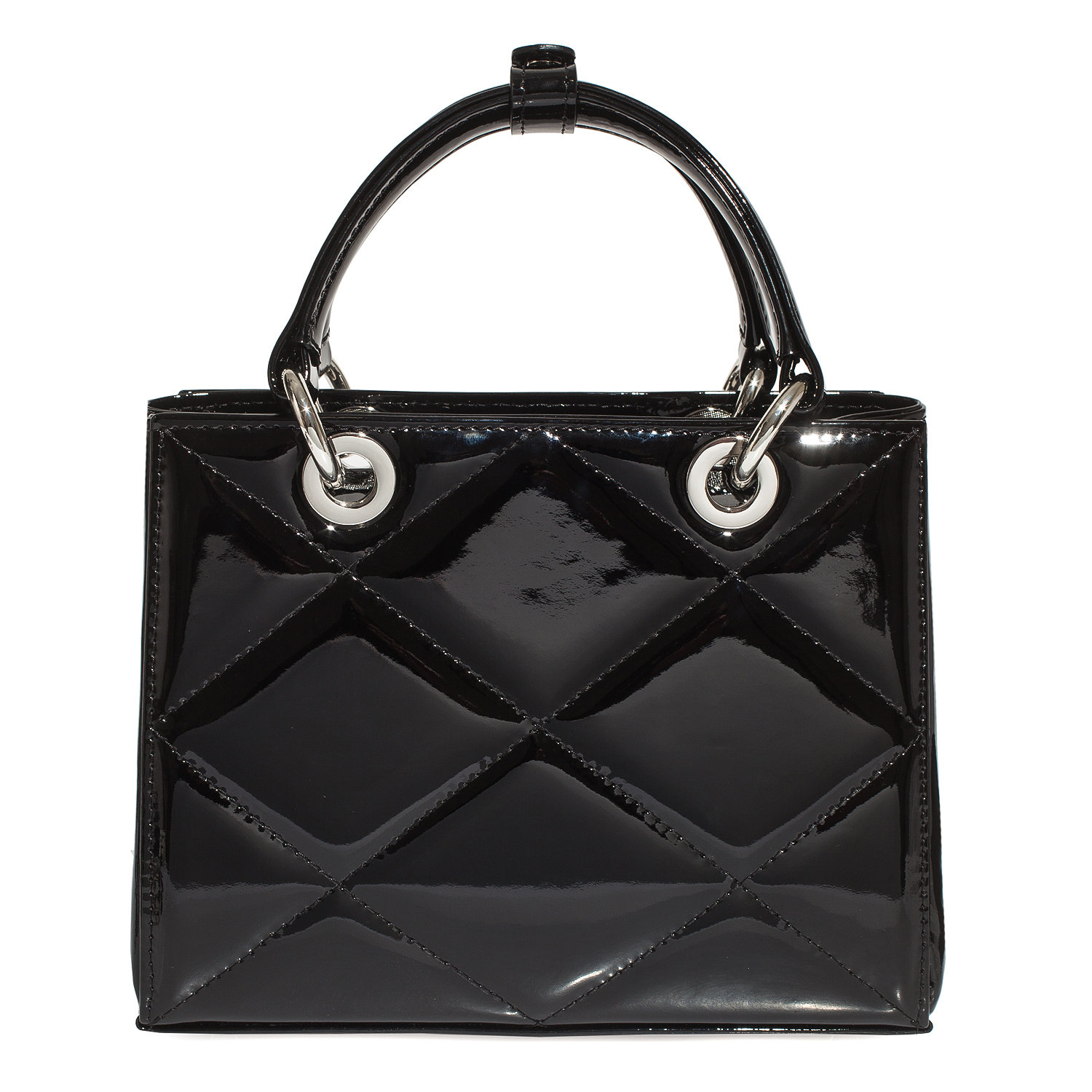 Leather Top Handle Bag, Black Patent Leather Handbag Top Handle, Women's Leather Bag KF-4780 - Image 4