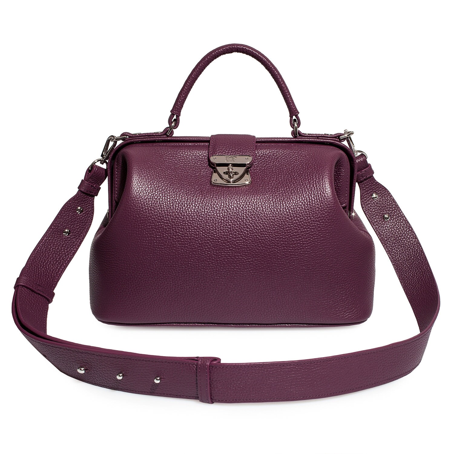 Leather doctor bag for women, Black Leather Handbag Top Handle, Women's Leather doctor Bag, KF-4736