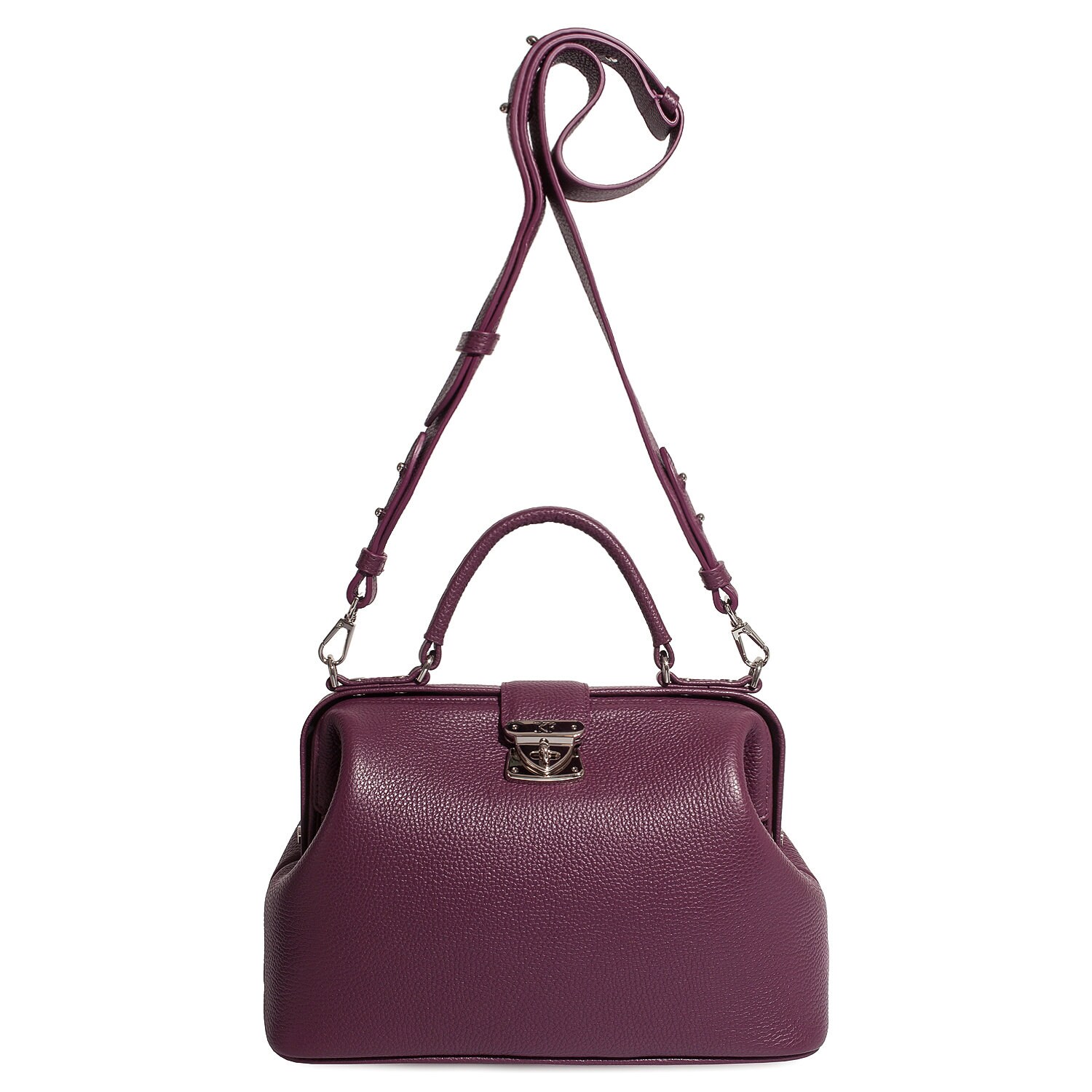 Leather doctor bag for women, Black Leather Handbag Top Handle, Women's Leather doctor Bag, KF-4736 - Image 2