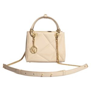 Leather Top Handle Bag, Beige Patent Leather Handbag, Women's Leather Bag KF-5048
