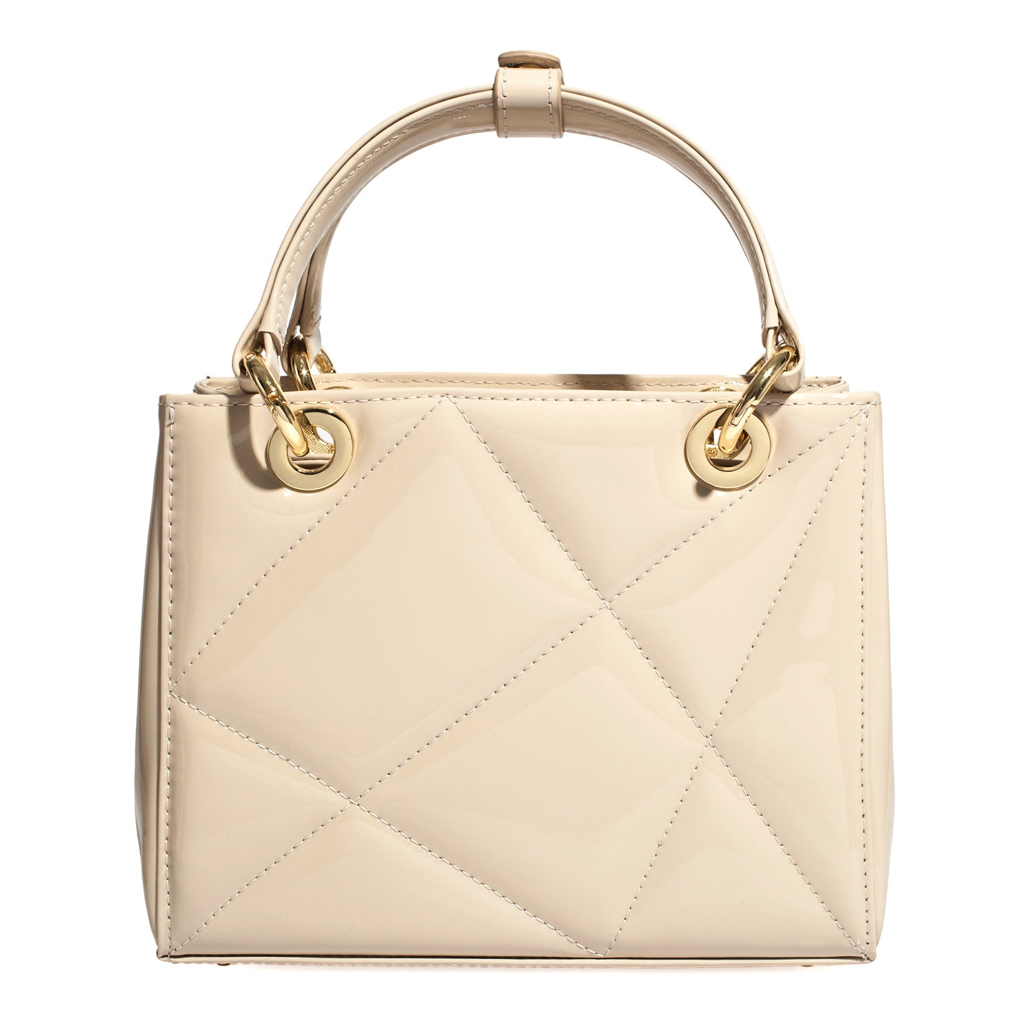 Leather Top Handle Bag, Beige Patent Leather Handbag, Women's Leather Bag KF-5048 - Image 5