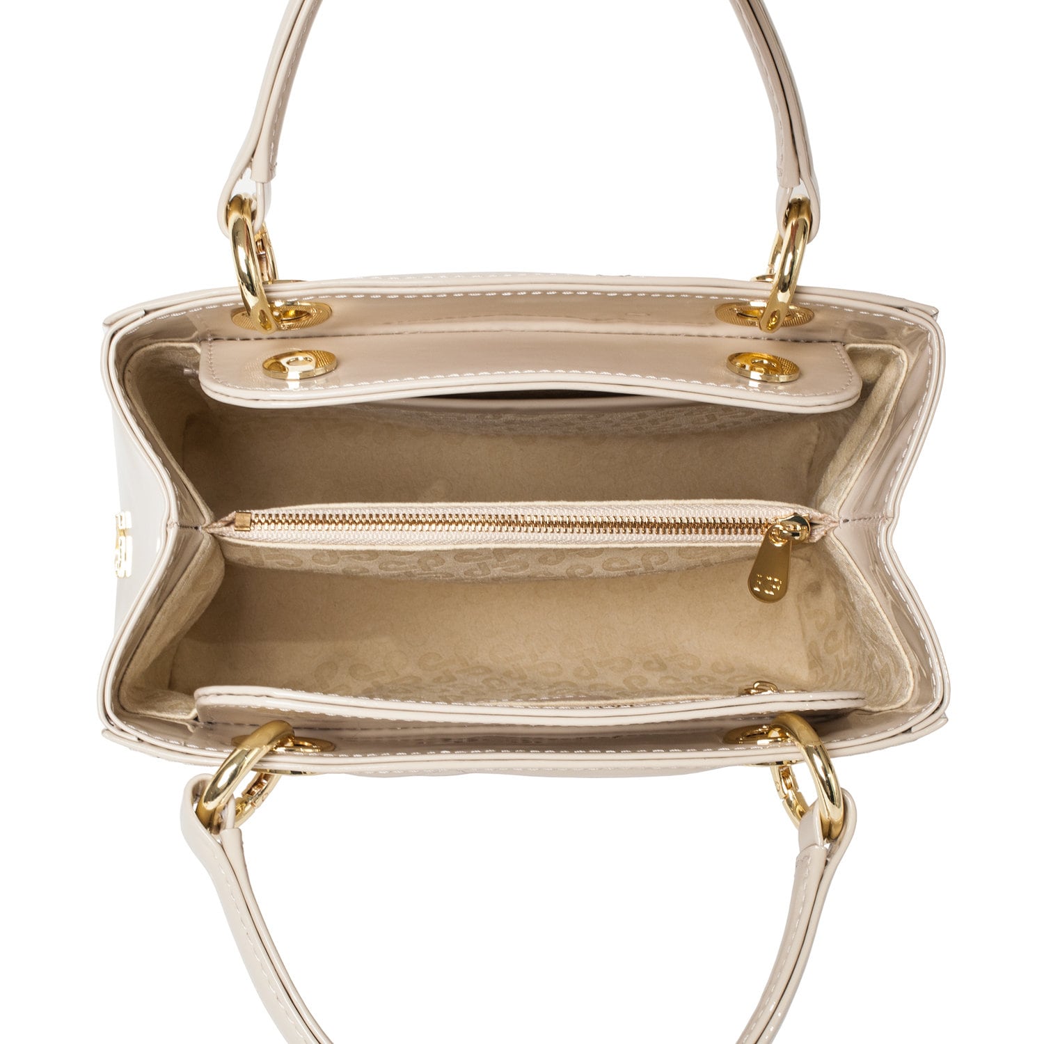 Leather Top Handle Bag, Beige Patent Leather Handbag, Women's Leather Bag KF-5048 - Image 6