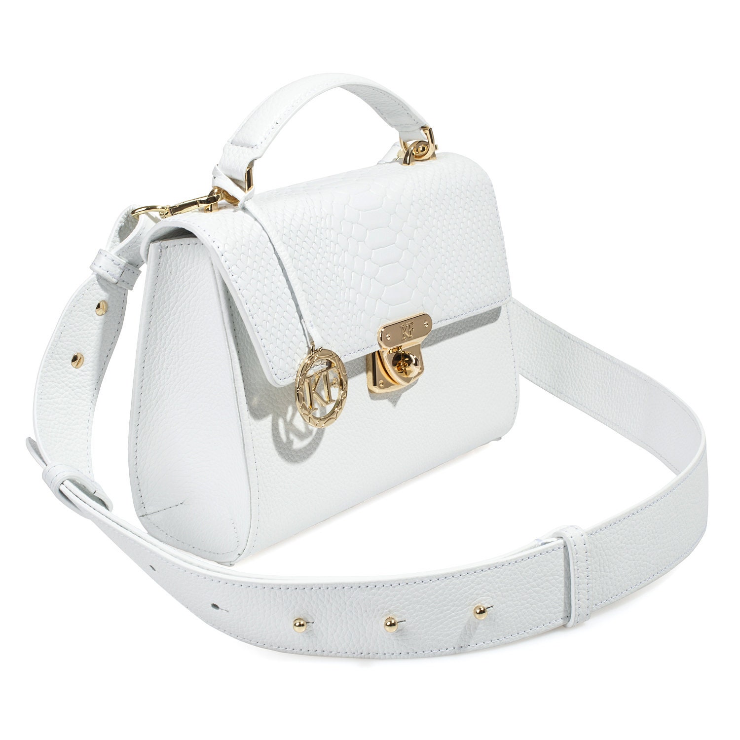 Leather Cross body Bag, White Leather Shoulder Bag, Women's Leather Crossbody Bag, Leather bag KF-5031 - Image 3