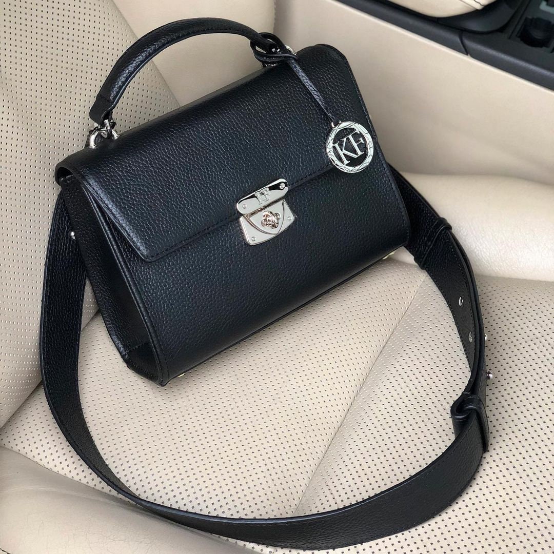 Leather Cross body Bag, Black Leather Shoulder Bag, Women's Leather Crossbody Bag, Leather bag KF-4676 - Image 2