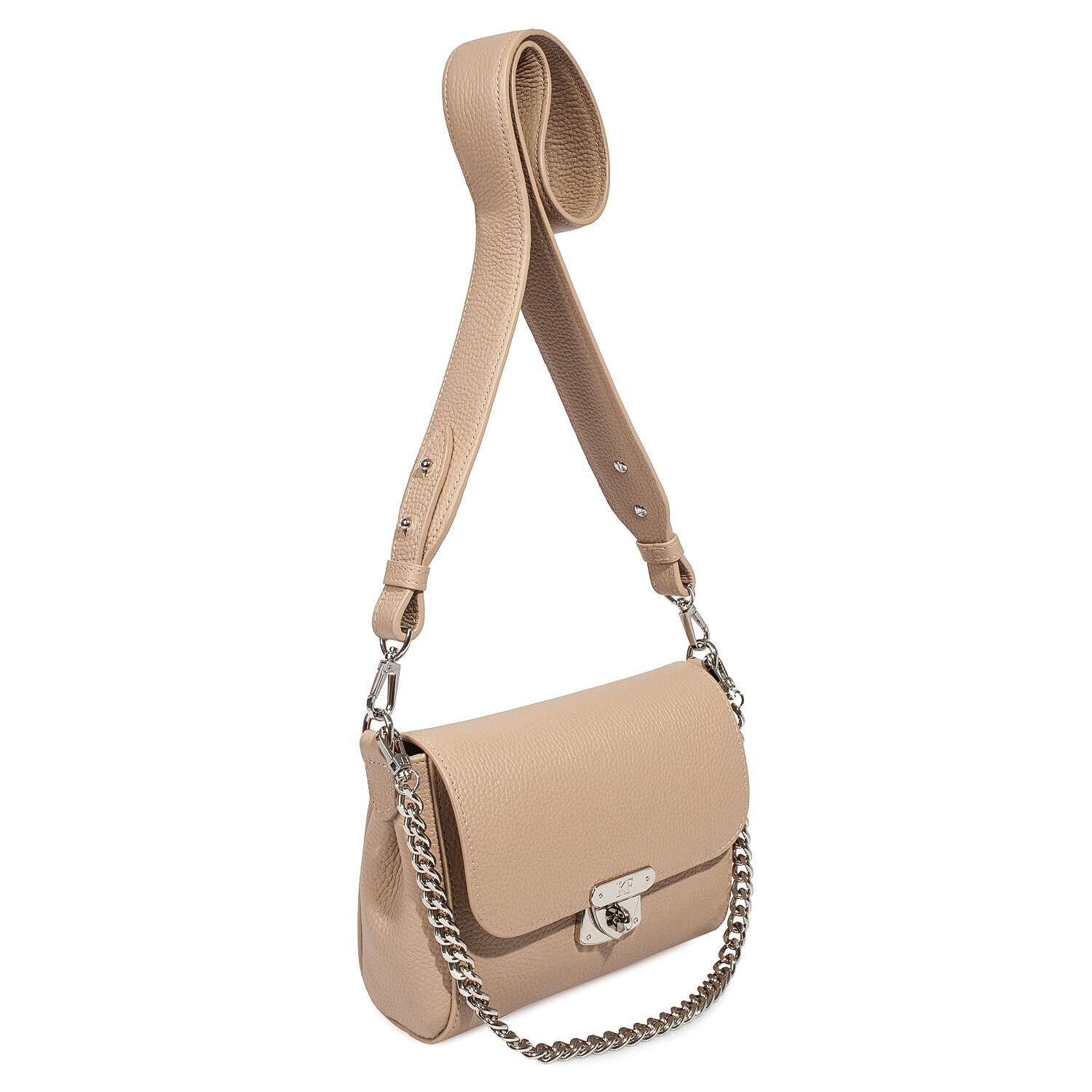 Leather Cross body Bag, Beige Leather Shoulder Bag, Women's Leather Crossbody Bag, Leather bag KF-3629 - Image 2