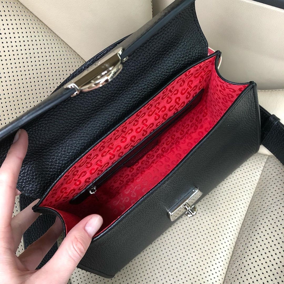 Leather Cross body Bag, Black Leather Shoulder Bag, Women's Leather Crossbody Bag, Leather bag KF-4676 - Image 3